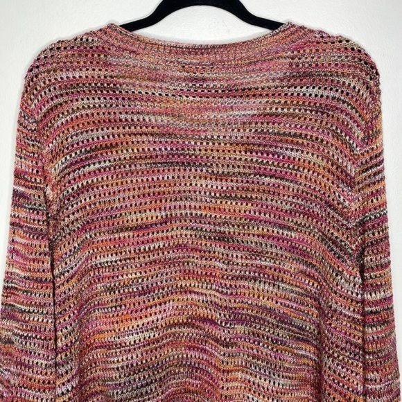 New Directions Womens 3X Red Orange Crochet Knit Lightweight Scoop Neck Sweater - Picture 9 of 10